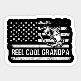 Mens Reel Cool Grandpa American Flag Fisherman Daddy Father's Day Gifts Fishing Sticker